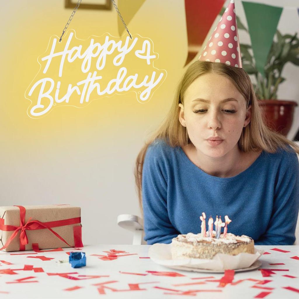 Happy Birthday Neon Sign for Party and Wall Decor with USB and Dimmer Switch,Happy Birthday Sign for Backdrop