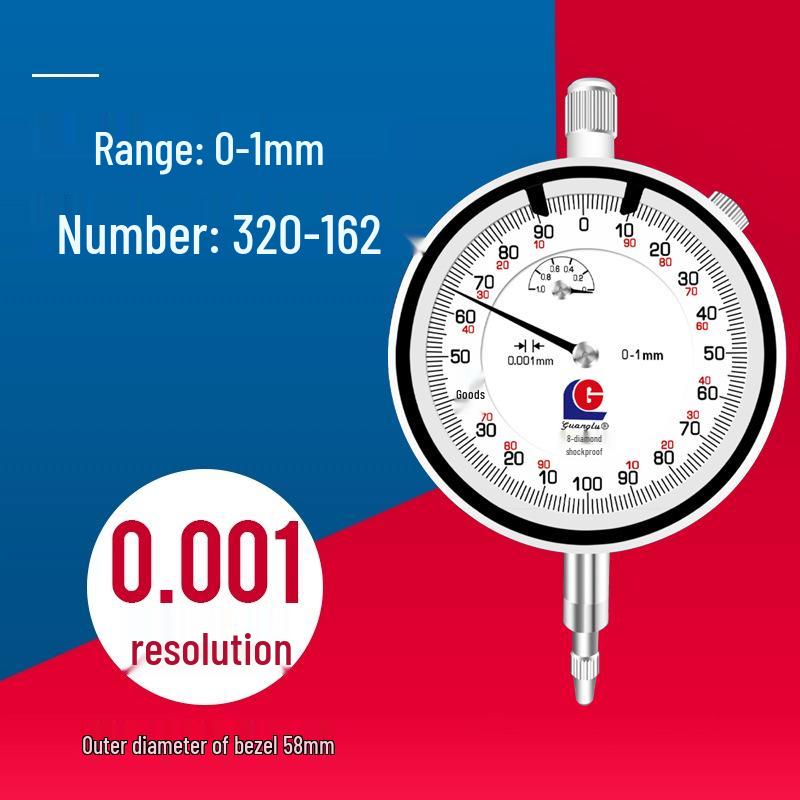 Guilin Guanglu 0-1mm High-Precision Mechanical Dial Indicator 0-1mm
