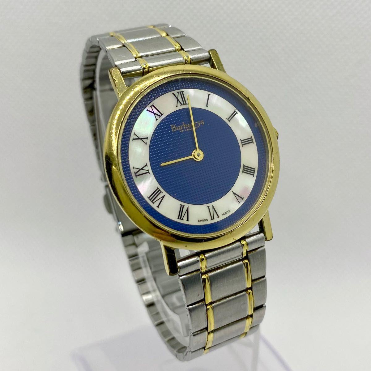 Used BURBERRY QZ6000G Blue x Shell Dial 1NBG Men s Watch