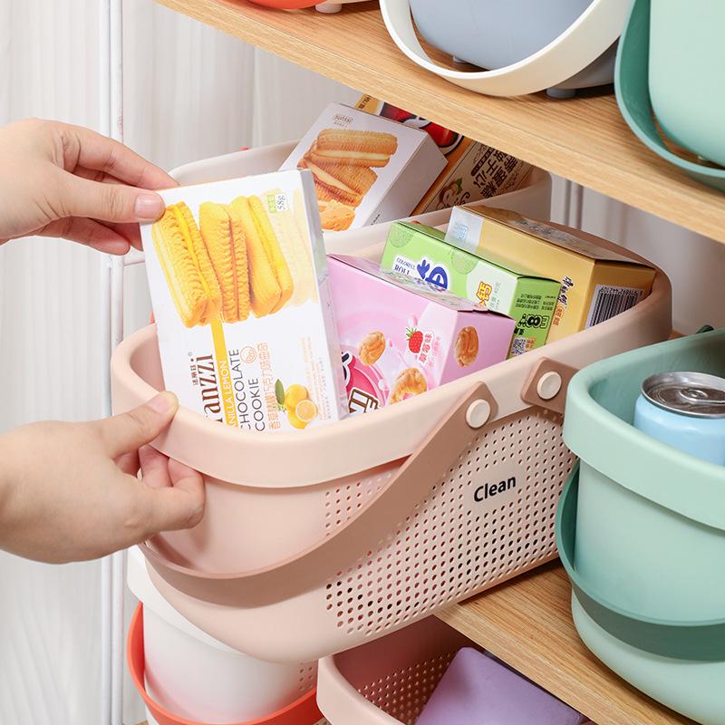 Plastic Storage Basket with Handle Portable Shower Caddy Tote Organizer Basket Bin for Bathroom Kitchen Dorm Room Bedroom