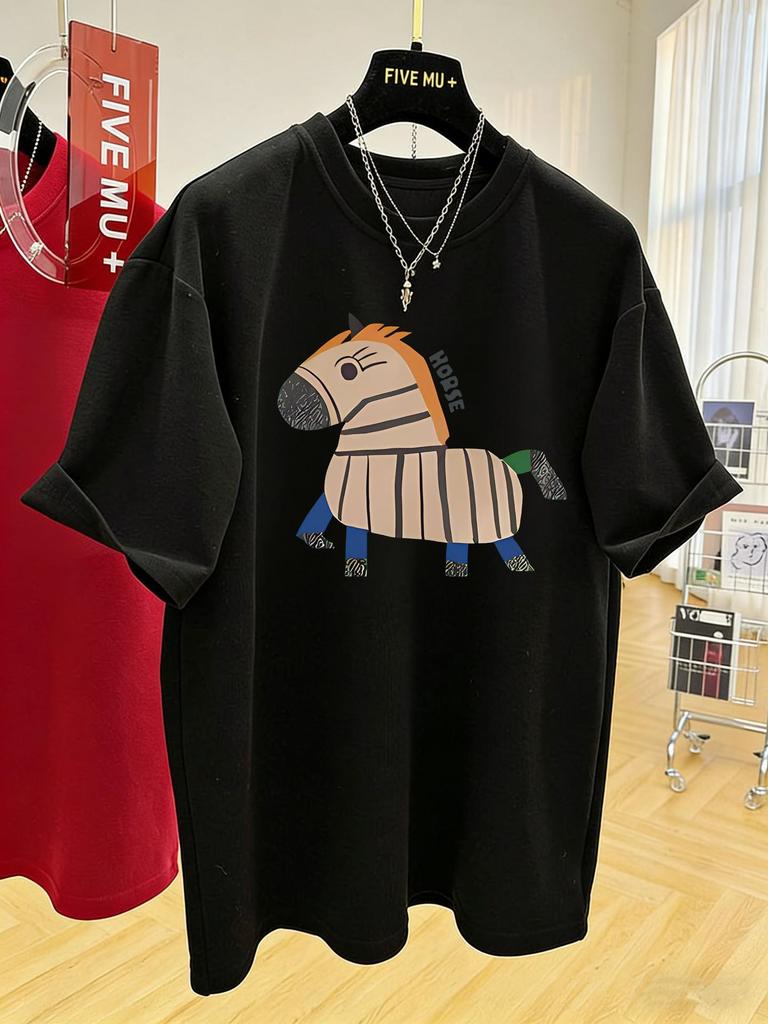 Women's Red Year of the Horse Cotton T-Shirt (2026 New Year Style)