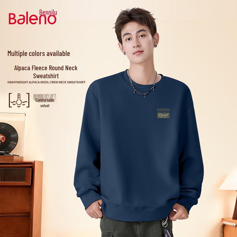 

Baleno Men s Alpaca Fleece Lined Round Neck Sweatshirt L