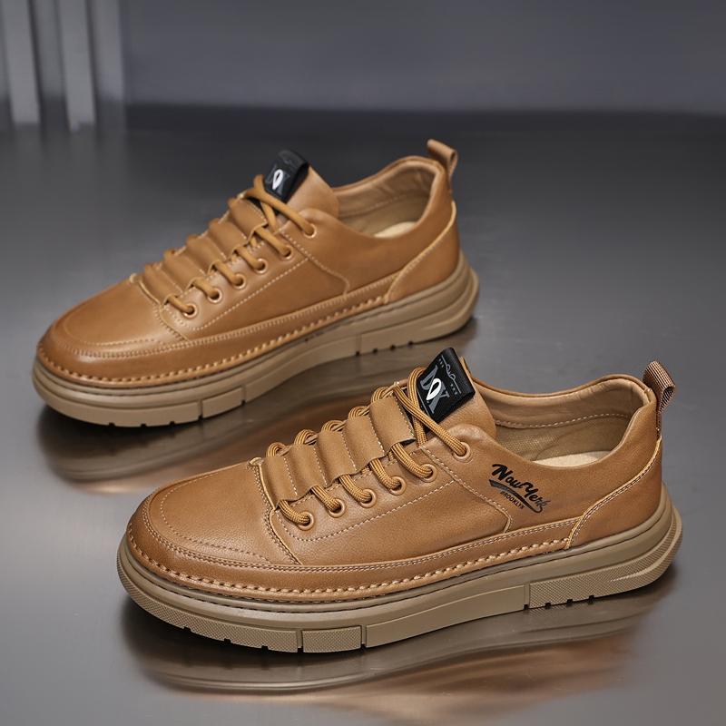 

Fashion Golden Sapling Mens Fashion Flats Sneakers Winter Genuine Leather Walking Casual Shoes Comfortable Men Trendy Skateboad Shoes 44 жёлтый