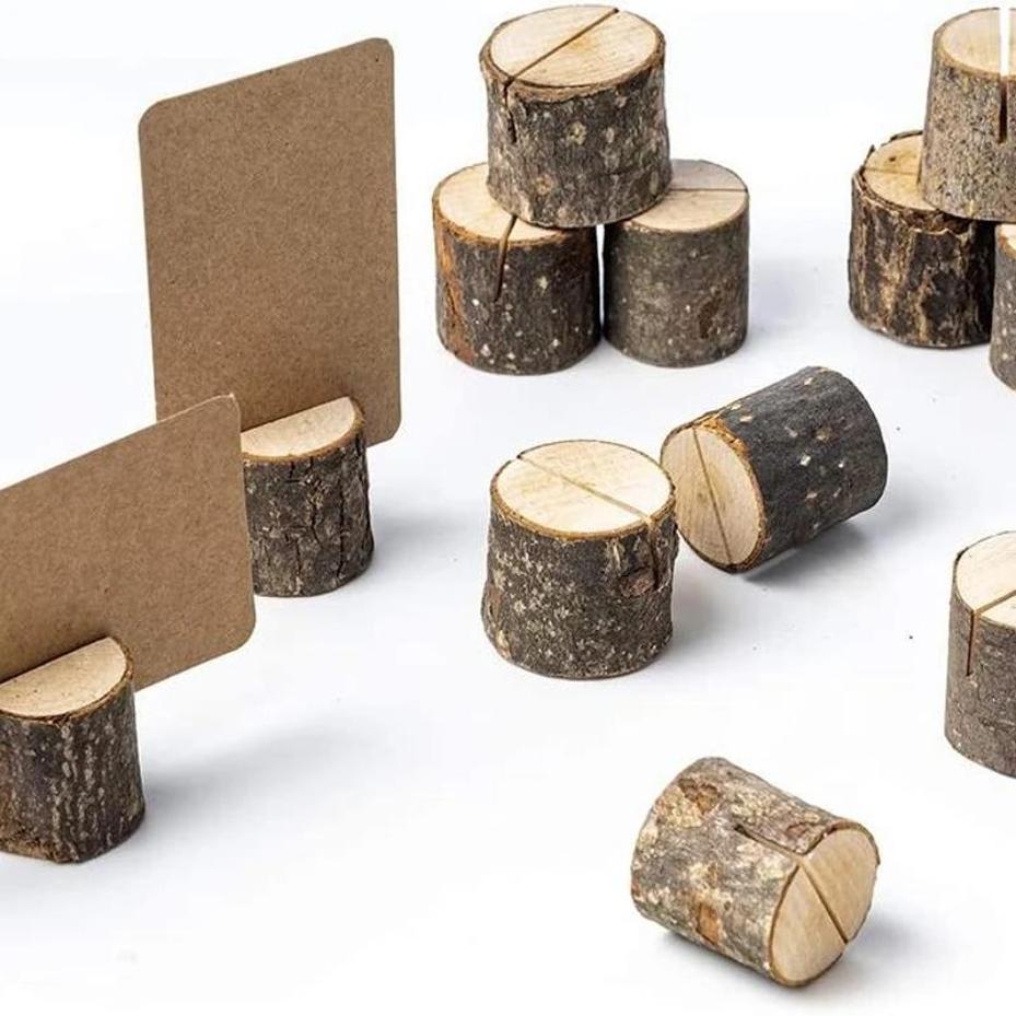 10 Pcs Wooden Crafts Photo Clip Natural Name Tag Place-Holder Table Number Vintage Seat Card Wedding Party DIY Accessories
