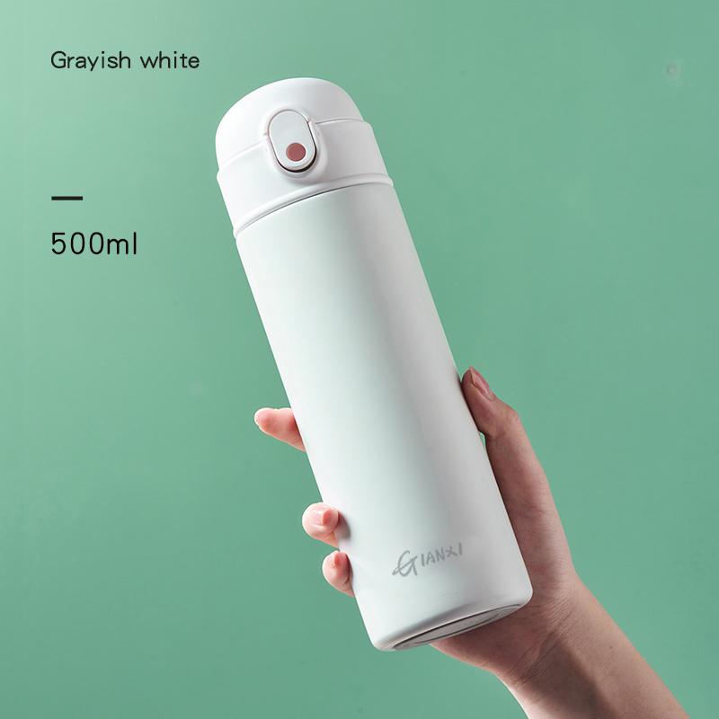 Hüpfende Trinkflasche mit geradem Strohhalm, hält kalt oder heiß, schlicht im Ins-Stil, 316 Edelstahl, tragbare isolierte Thermobecher