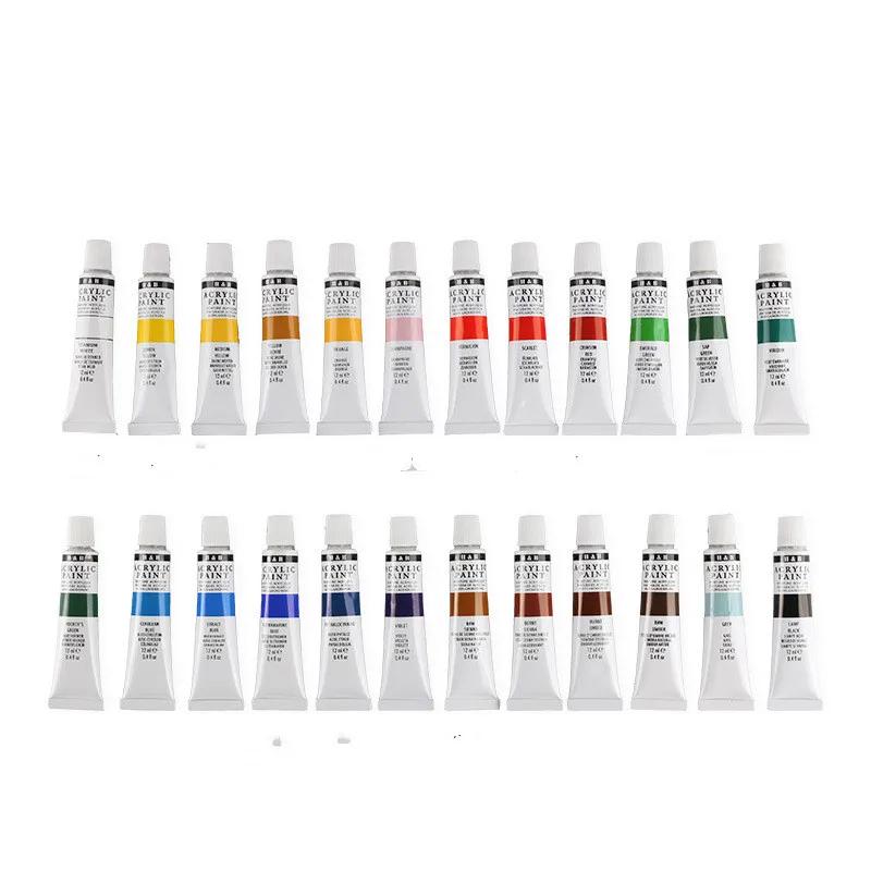 DIY24 Color Acrylic Paint Set Non-toxic and Durable 12ml Tube Drawing Painting Pigment Hand School Wall Artist Supplies