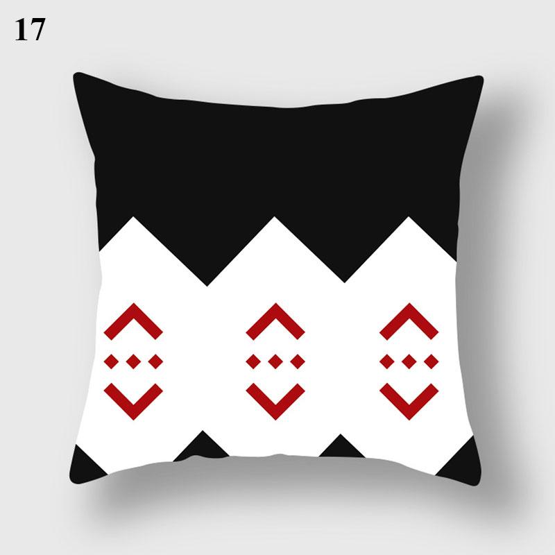 Home Decor Black Red Pillowcase Geometric Pattern Pillowcase Living Room Sofa Decor Cushion Covers Car