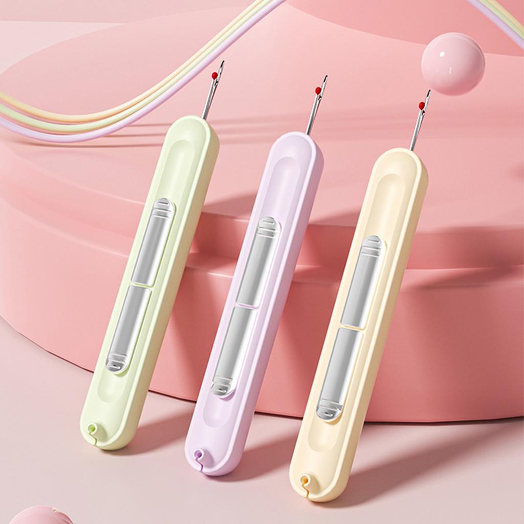 3 Pcs 2-in-1 Needle Threader Seam Ripper Stretchable Remover Tool Thread Remover for Craft Sewings Thread Removing