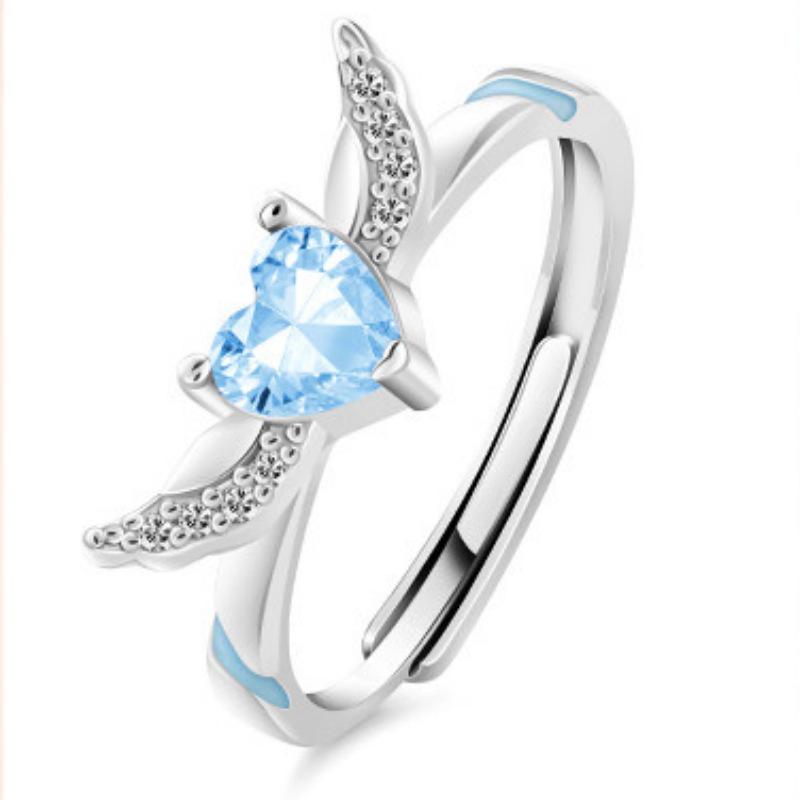 Парные кольца «Перо Встречи Синее Сердце Крылья» – Уникальный Дизайн Подарок для Партнеров