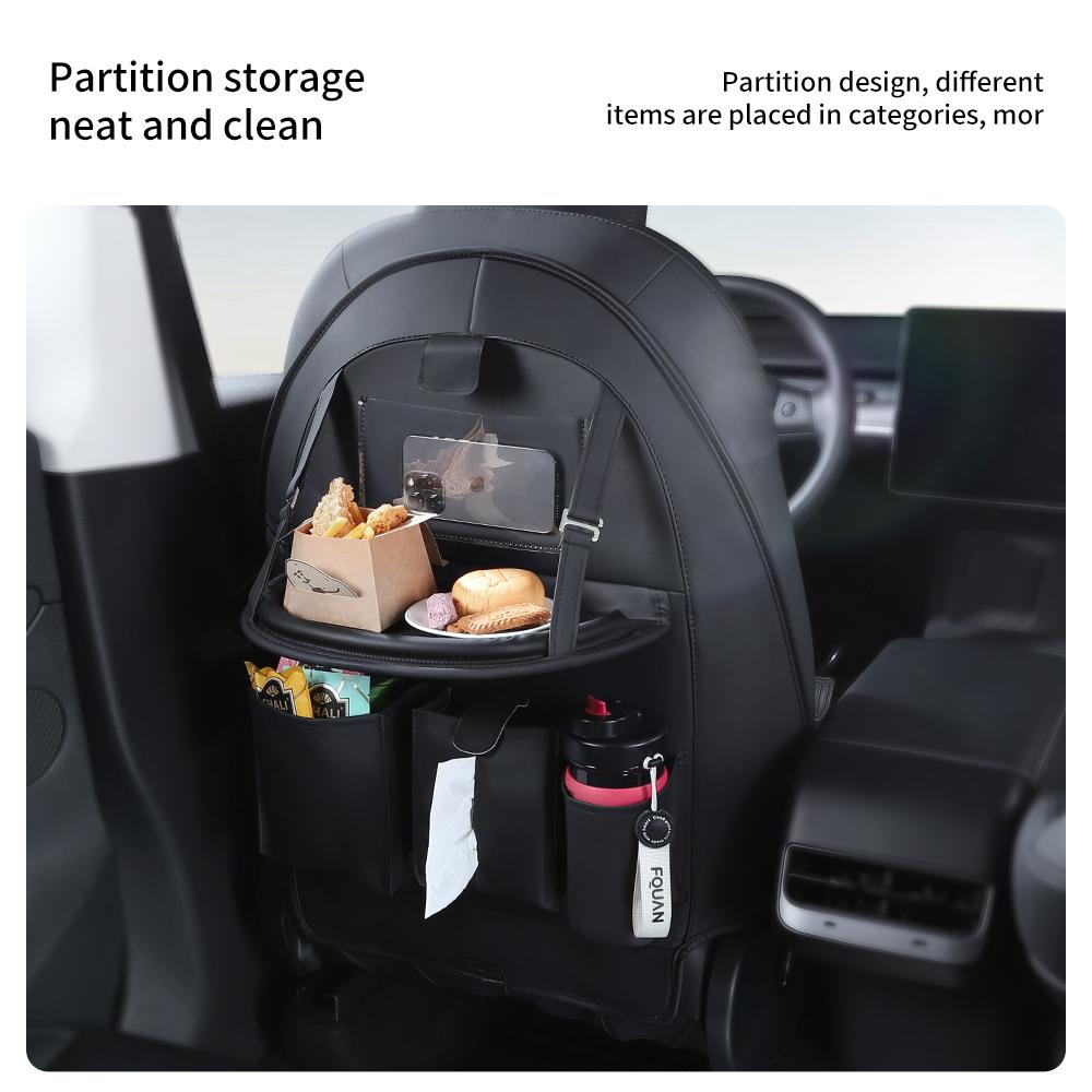 YZ Car Seatback Protector for Tesla Model 3 Y Highland Juniper Seat Back Protective Child Anti-Kick Mats Leather Storage Pockets