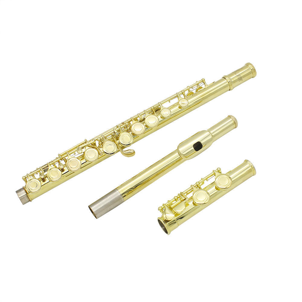 M MBAT 16-Hole Flute In C Nickel-plated White Brass Body Professional Performance Flute With Case Cleaning Tools Woodwinds