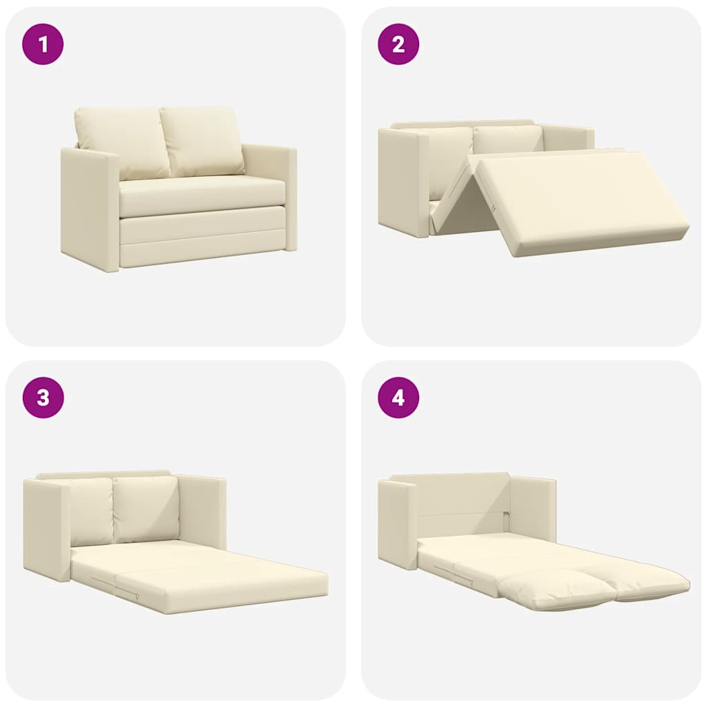 Floor Sofa with Sleeping Function Cream 112 x 174 x 55 cm Artificial Leather