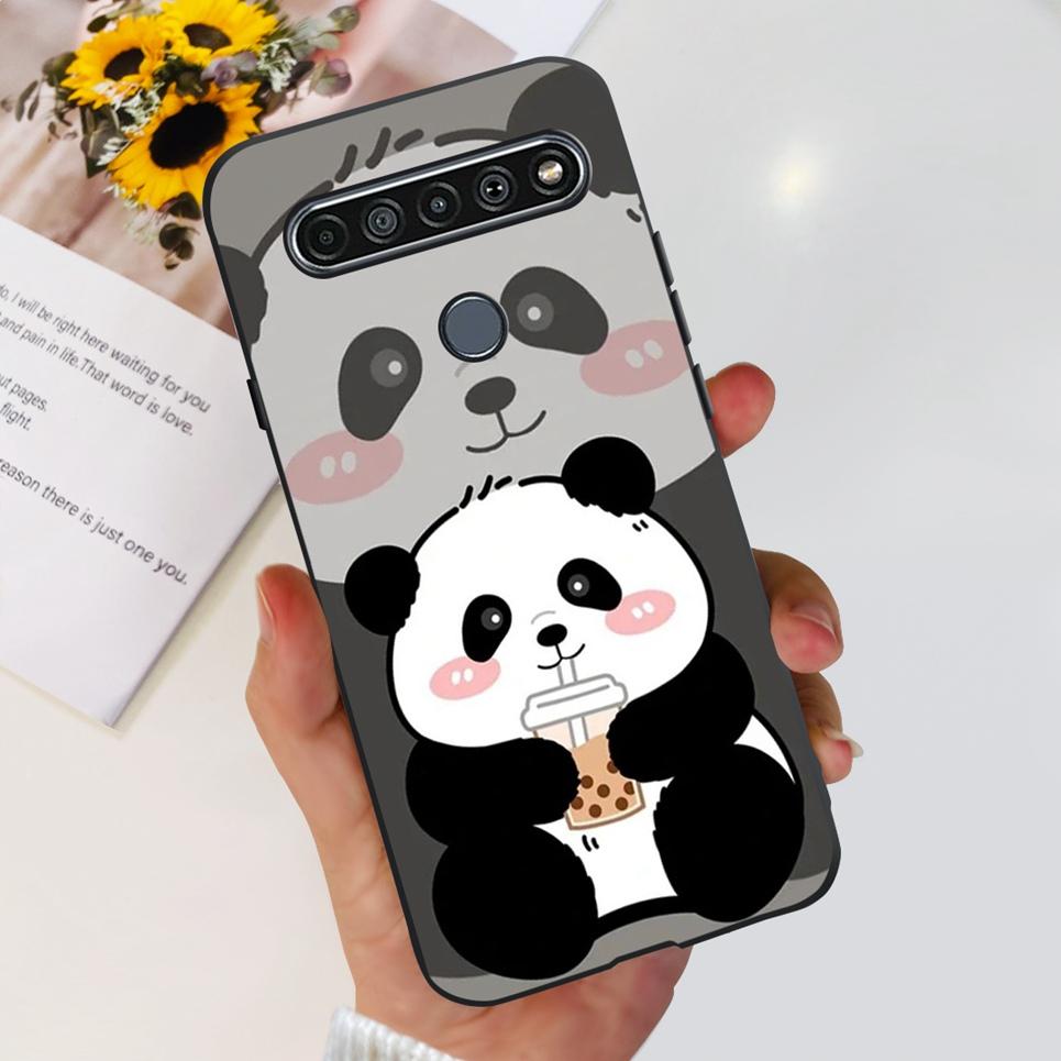 For LG K61 / Q61 / K62 / Q62 Case 2020 Fashion Back Cover Coque Flower Cartoon Animals Dragone Soft TPU Black Silicone Bumper