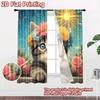 2D flat printing 2pcs Curtain Curtain Spring Kitten with Flowers Digital Printed Polyester Drapes Party Decorations Use for