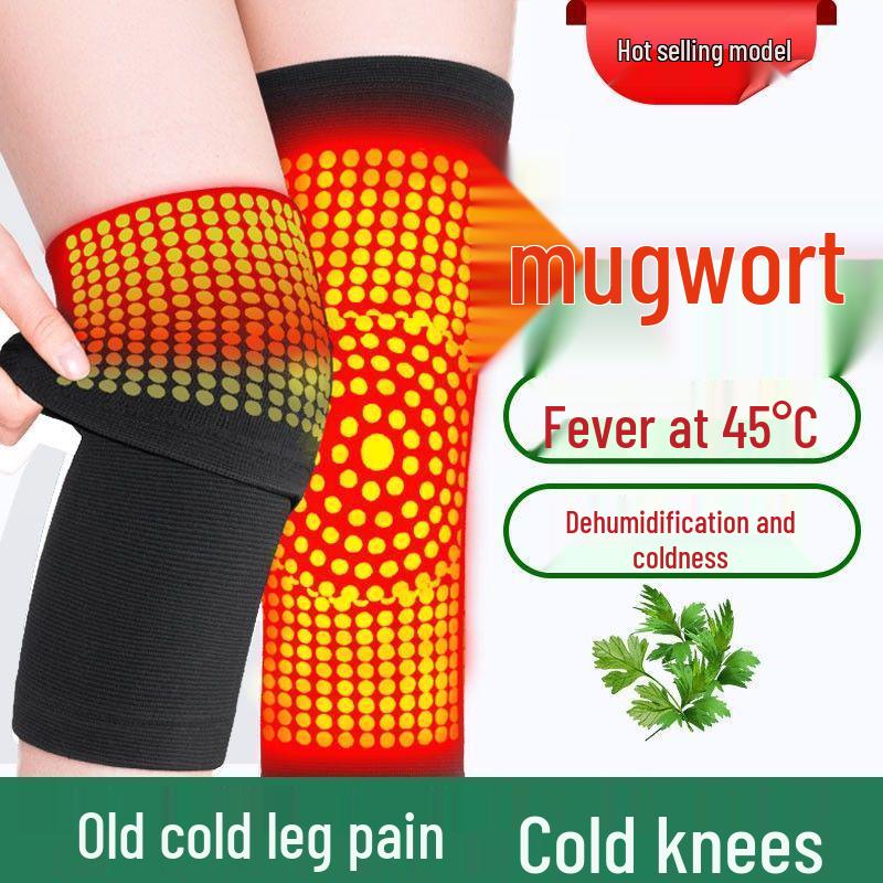 Mugwort Self-Heating Knee Pads for Men & Women - Warm, Non-Slip, Pure Cotton, Thin, Cold Protection for Air-Conditioned Rooms