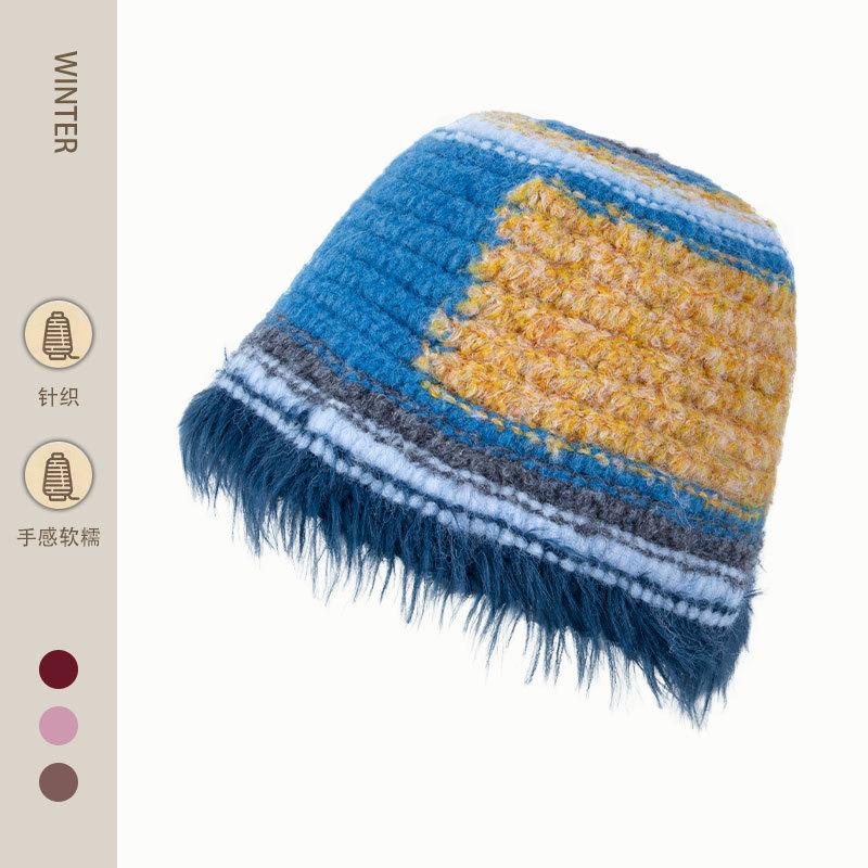 

Color dopamine plush fisherman hat children autumn and winter wool hat warm ear protection washbasin hat average size
