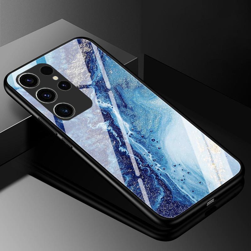 Marble Tempered Glass Phone Case For Samsung Galaxy S23 Ultra 5G Case Fashion Glass Back Cover for Samsung S23 Plus / S23 Ultra