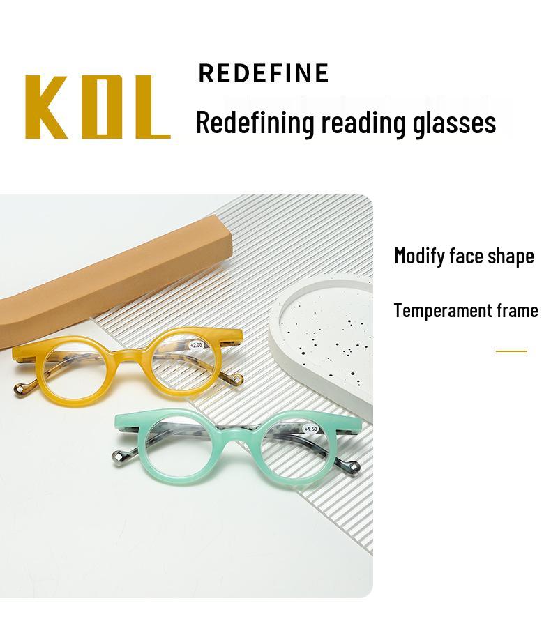 European Retro Round Frame Color-Block Reading Glasses - Stylish, Versatile, Niche Eyewear.