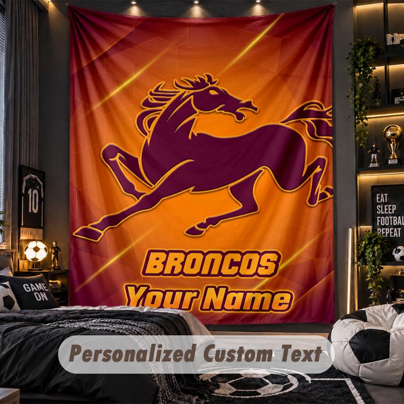 TapestryBrisbane Broncos Custom Name Text Personalized Wall Hanging Tapestry Home Wall Decor