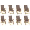 Folding Garden Chairs with Cushions Set of 8 Acacia Wood