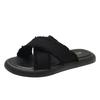 Stepping on shit feeling thick-soled cross slippers women's summer wear 2025 new fashion versatile flat-bottomed casual beach cool slippers