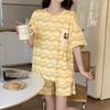 Pajamas Women'S Short-Sleeved Shorts Crew Neck Suit Students Sweet And Cute Cartoon Women'S Thin Loungewear Can Be Worn Outside