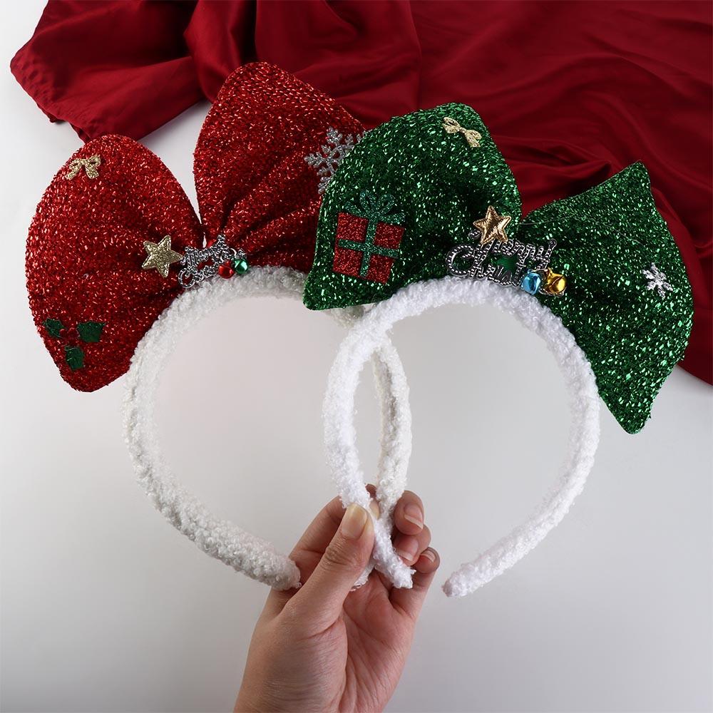Non-slip Bowknot Hair Hoop Plush Christmas Headband Elegant Christmas Hairband Girls