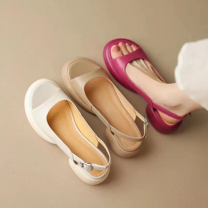 Fashion Elegant Low Heel Platform Women's Sandals Summer Leisure Outdoor Hiking Beach Sandal Shoes for Women Open Toe Back Strap Sandals