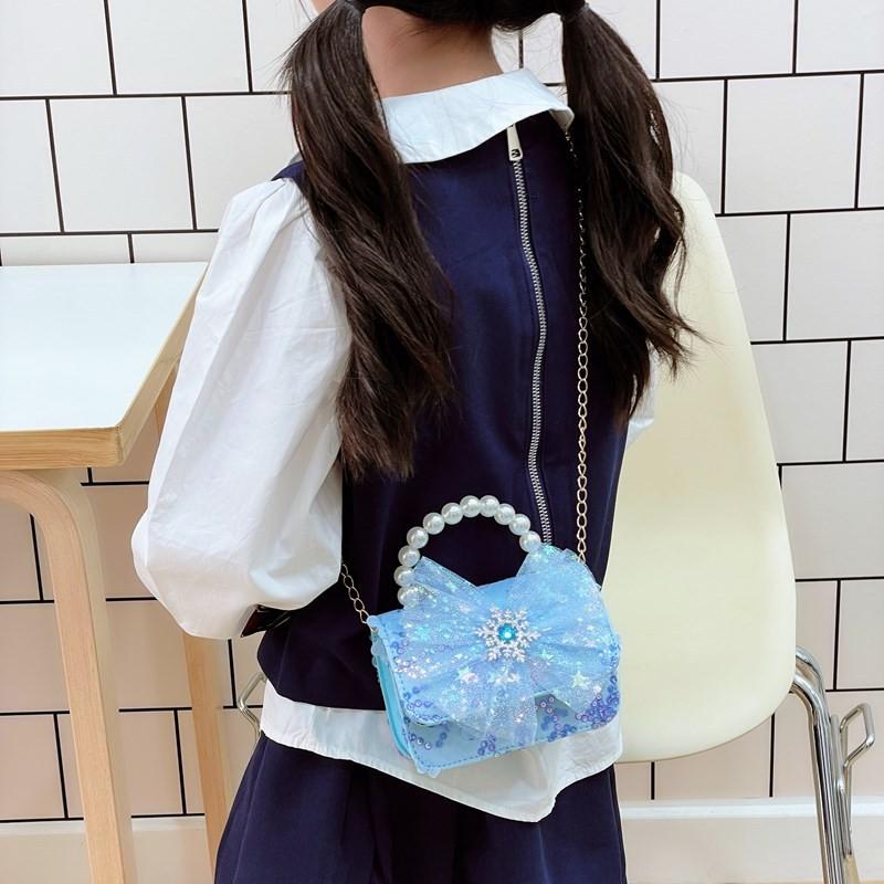 Snowflake Frozen Pattern Childrens Small Crossbody Bag With Material Sequin
