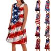 Sommerkleider für Damen Locker Strandurlaub Lässig Ärmellos V-Ausschnitt Sonnnenkleider Mit Taschen Trägerkleid