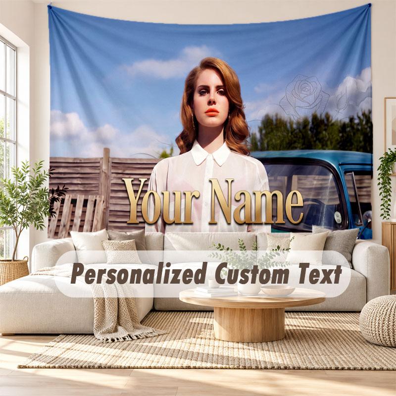Benutzerdefinierte Namens-Wandbehang-Tapisserie, Lana Del Rey Dekorative Hintergrund-Tapisserie für Wohnheim, Zuhause
