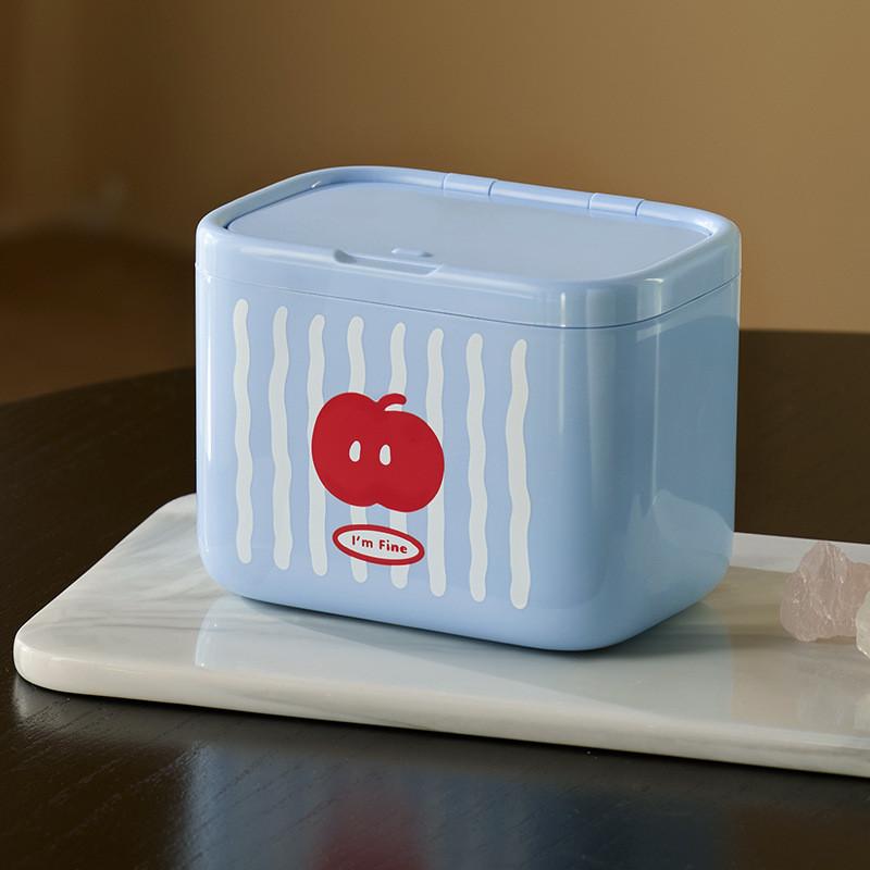 Autonomous Design Automatic Lifting Cotton Swab Organizer With Colorful Pattern For Vanity And Desk