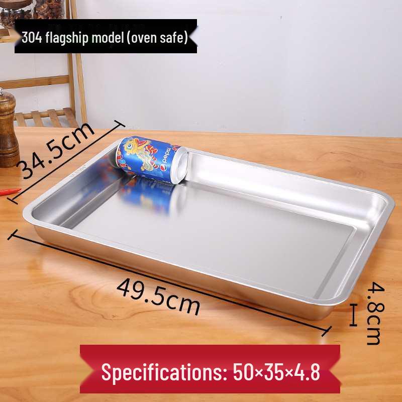 304 Stainless Steel Rectangular Tray for Steamed Fish, Rice, Chee Cheong Fun, and Baking