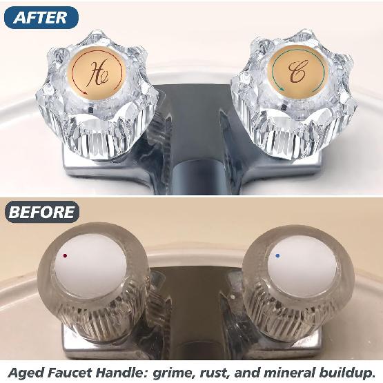 Enhon 1 Pair Bathroom Knobs Replacement, Bathtub Handles Compatible with Delta/Delex/Peerless, Hot and Cold Sink Knobs Replacement Parts in Clear