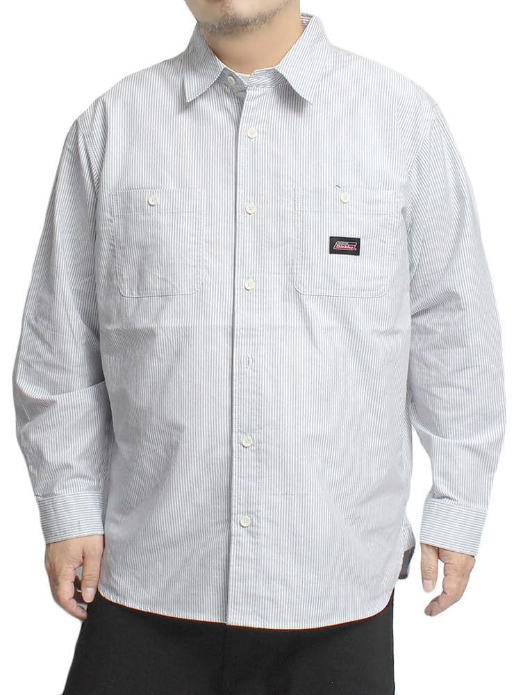 

GENUINE DICKIES Men s Plus Size Patch Logo Long Sleeve Oxford Shirt, Striped, Size 2L (90)