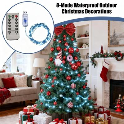 Christmas Tree Fairy Lights 8-Mode LED Remote Control Waterproof Decor Fairy Twinkle Lights Garlands Decor For Indoor Outdoor