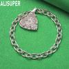 925 Sterling Silver Exquisite Art Love Side Chain Charming Bracelet Gift Jewelry