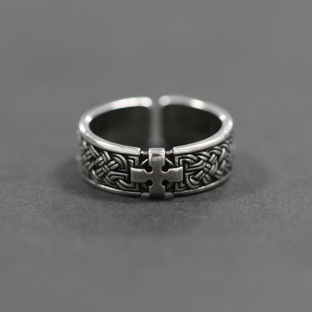 Cross Ring Men's Trendy Retro Open Adjustable Ring