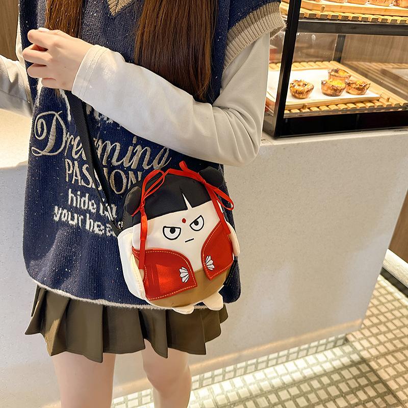 Super Fire Cartoon Small Satchel Cute Pattern Lightweight Nylon Cloth Small Round Bag Male and Female Students Versatile Messenger Storage Bag