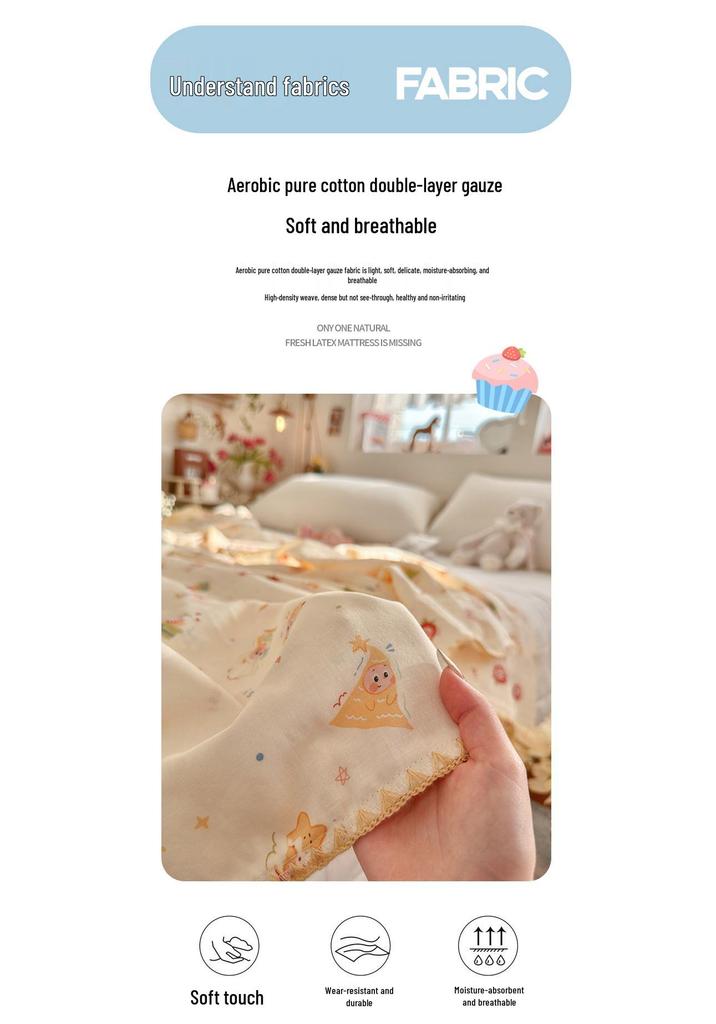 Pure Cotton Double Layer Gauze Summer Blanket for Kids and Adults