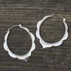 Simple  Silver Color Metal Geometry Petal Hoop Earrings for Women Jewelry