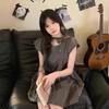 Grey Korean polka dot dress for women's summer light luxury high-end small strap design pleated skirt