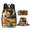 Italian Brainrot 3Pcs/Set Backpack With Messenger Bags ,Pencil Bags For Boy/Girls Best Gift 2D Flat Cartoon Student School Bags