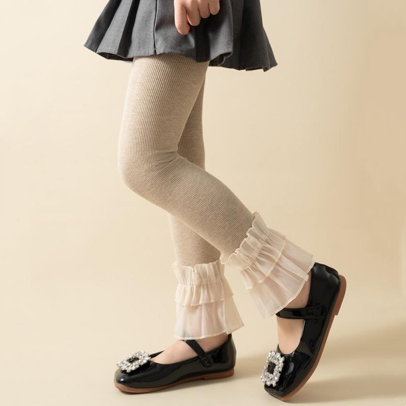 Baby Girls Leggings Lace Pants Kids Cotton Solid Ruffle Lace Children Tights Casual Pantyhose Trousers Spring Autumn