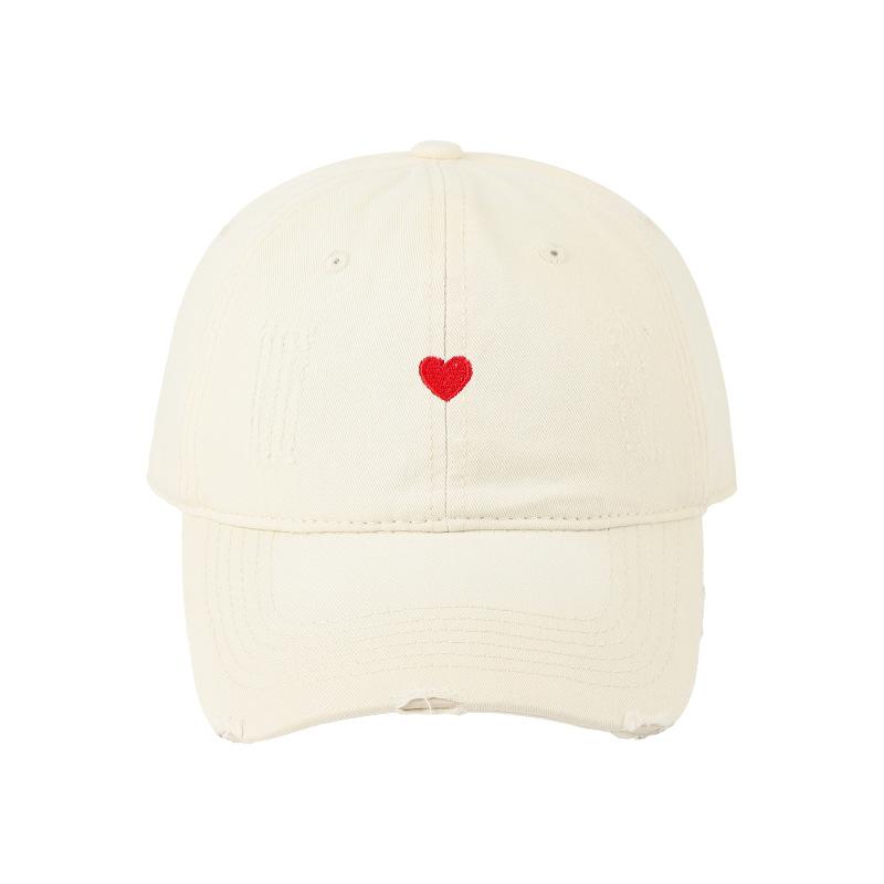 Spring Summer Ins Korean Trendy Cotton Sun Baseball Cap Women Japanese Small Fresh Face Small Love Heart Embroidery Baseball Cap