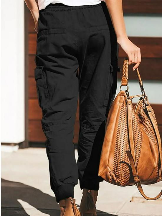 2023 Women's Solid Color Casual Fashion Pocket Work Pants