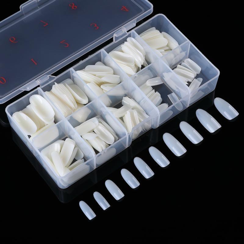 500 Nail Art Pieces/Box, French Manicure Tips, Full-Coverage And Half-Coverage False Nails, Natural White And Transparent