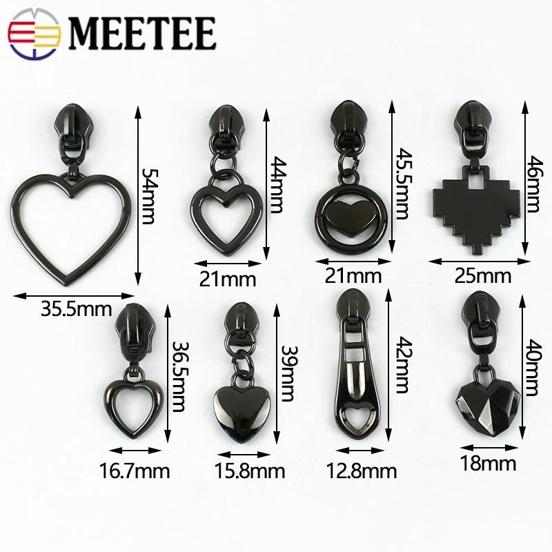 Meetee 5-50 Stück 5# Nylon Reißverschlussanhänger Kleidung Taschen Reißverschlüsse Reparatur Schieber für Plastikreißverschlüsse Herz Reißverschlusskopf Griff Nähzubehör