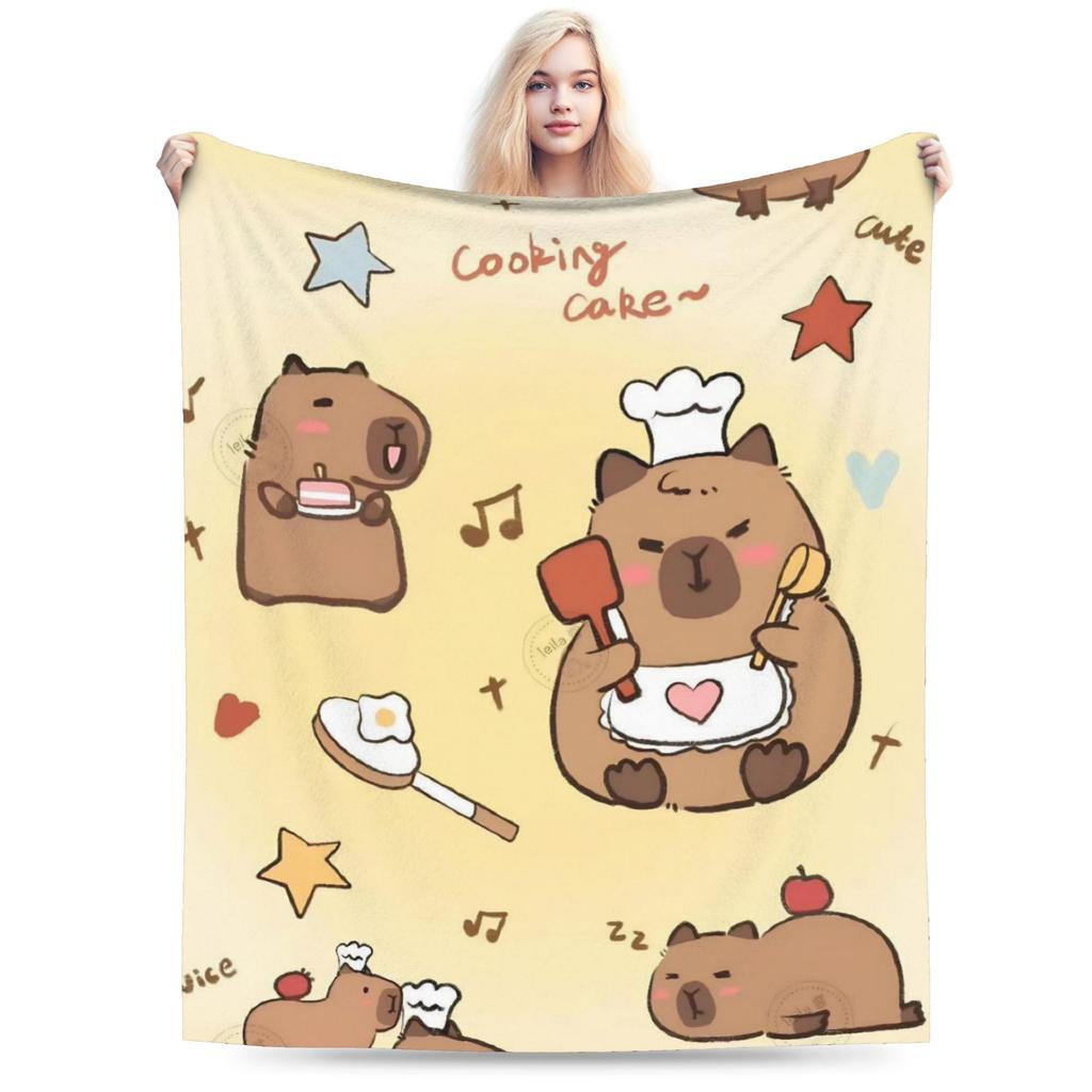 Capybara  Blankets  Warm Soft Street Trend Plush Throw Blanket For Kids Home Decor Flannel Bedspread Bed Cover