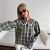 Women's Lace-trimmed Collar Button Down Shirts Long Sleeve Classic Plaid Business Casual Blouse Top Spring Fall Oversized Loose Fit Shirts for Women